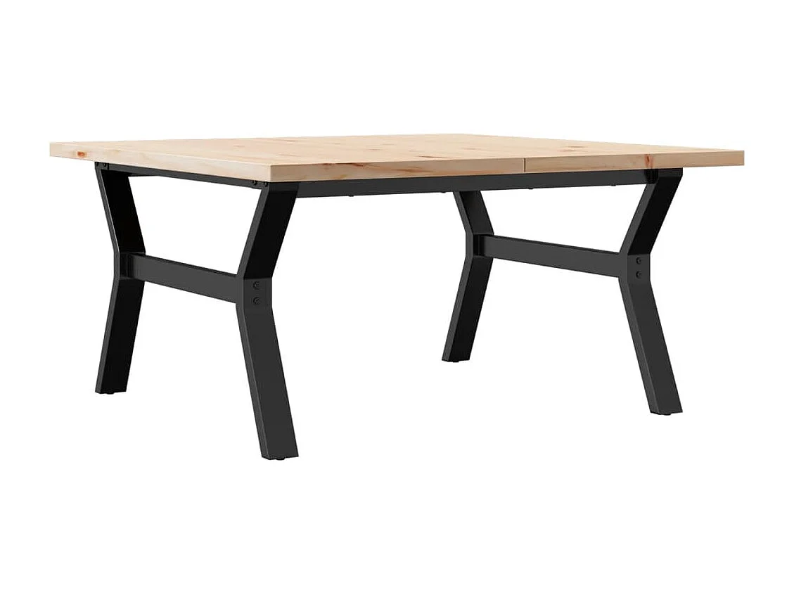 Table basse cadre en Y 90x90x45,5cm bois de pin massif et acier