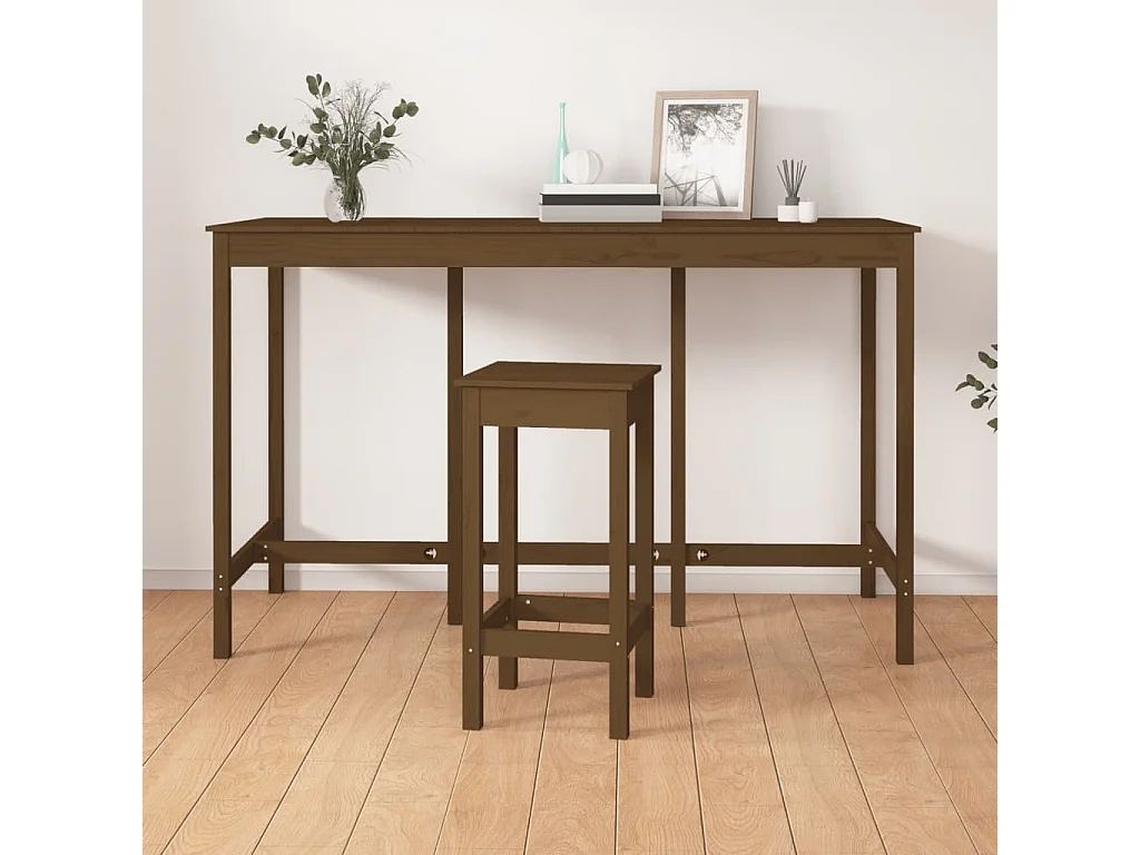 Mesa de bar 180x80x110 cm pinho maciço castanho mel