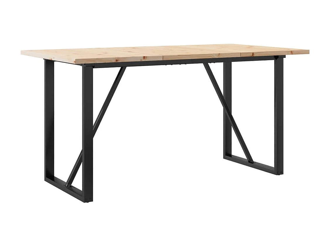 Mesa de jantar estrutura em O 160x80x75,5cm pinho/ferro fundido