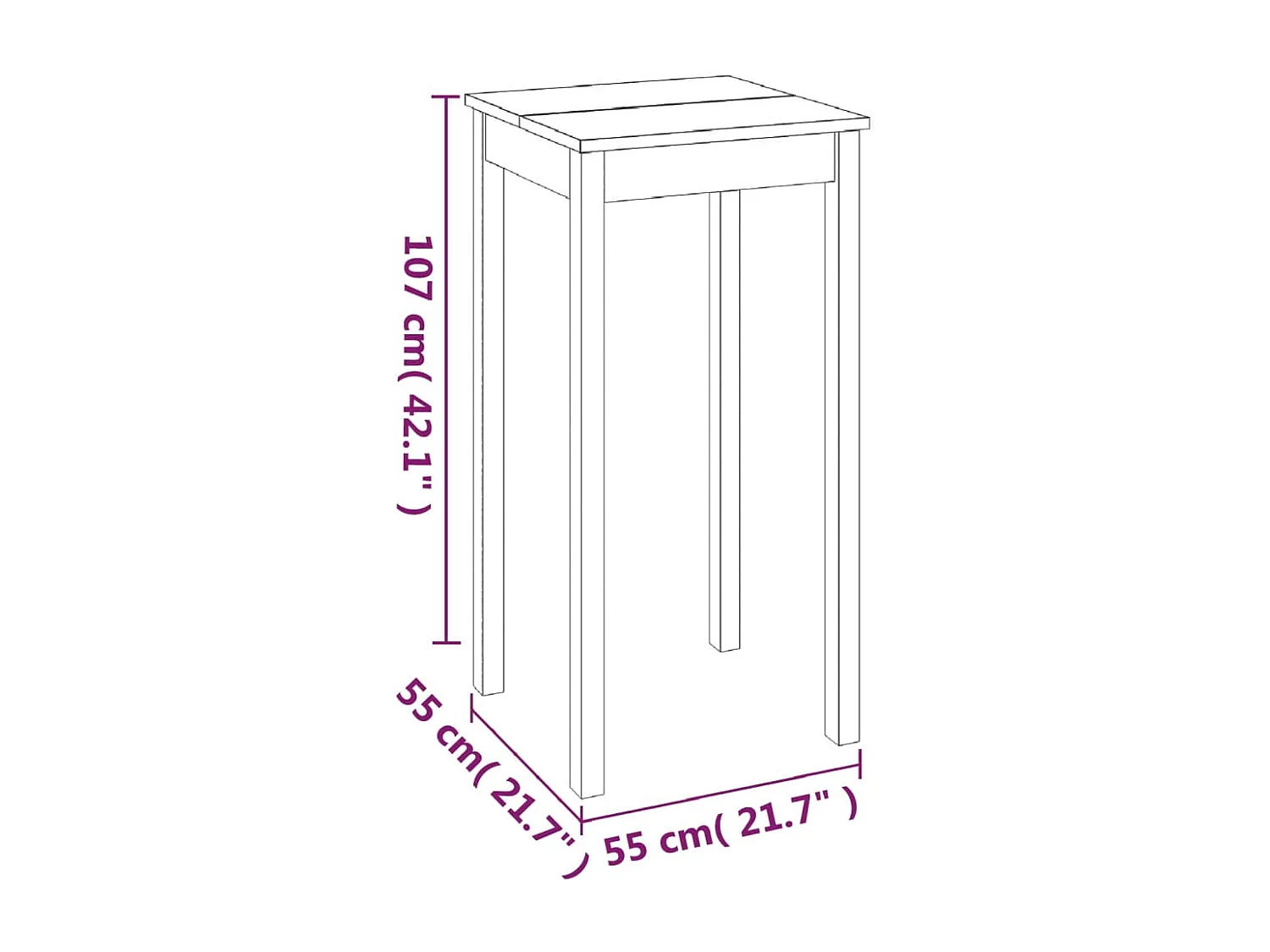 Table de bar MDF noir 55x55x107 cm