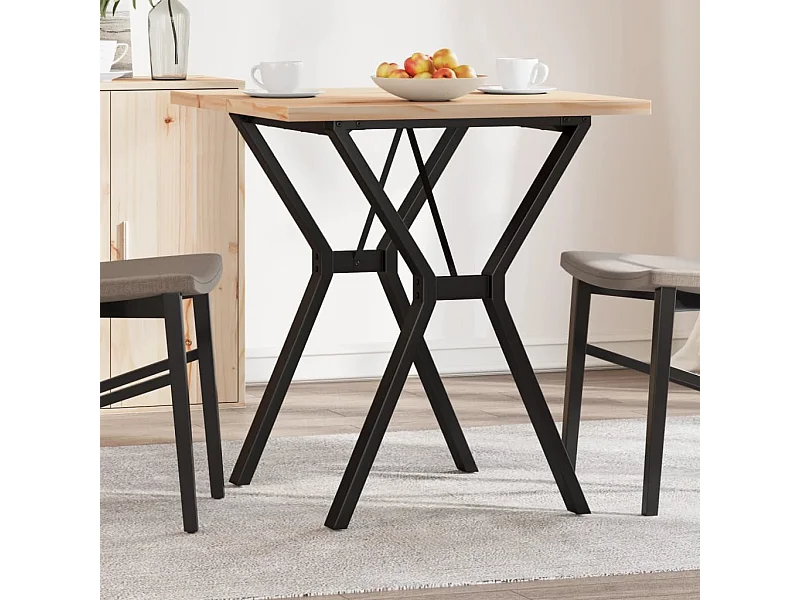 Tavolo da Pranzo Telaio a Y 70x70x75,5 cm Legno Pino e Acciaio