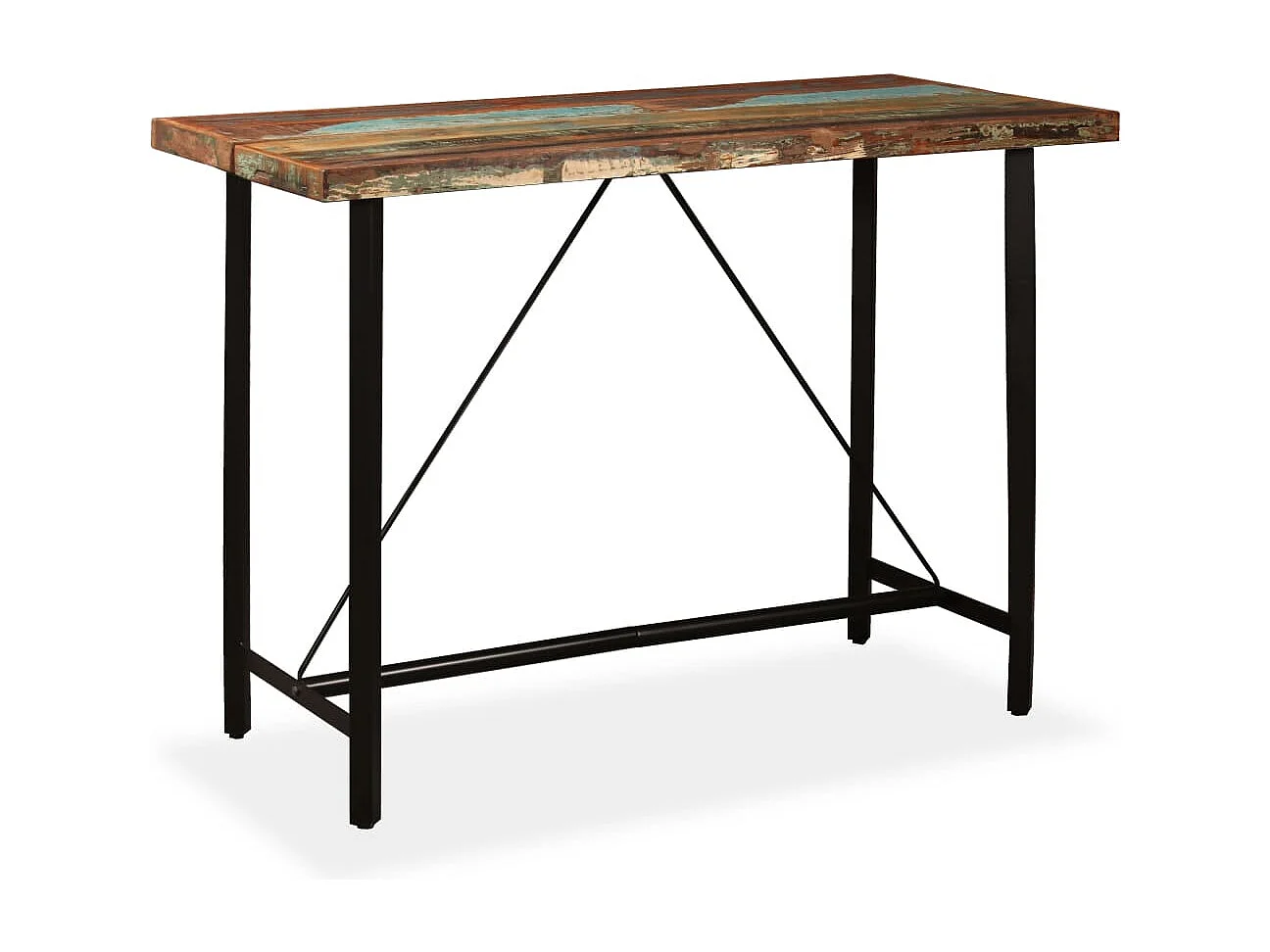 Mesa de bar em madeira reciclada maciça 150x70x107 cm