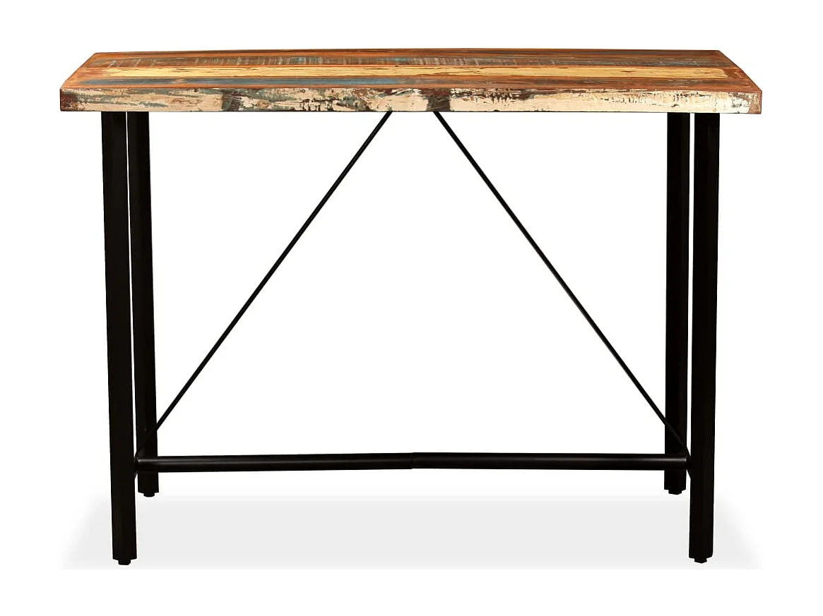 Mesa de bar em madeira reciclada maciça 150x70x107 cm