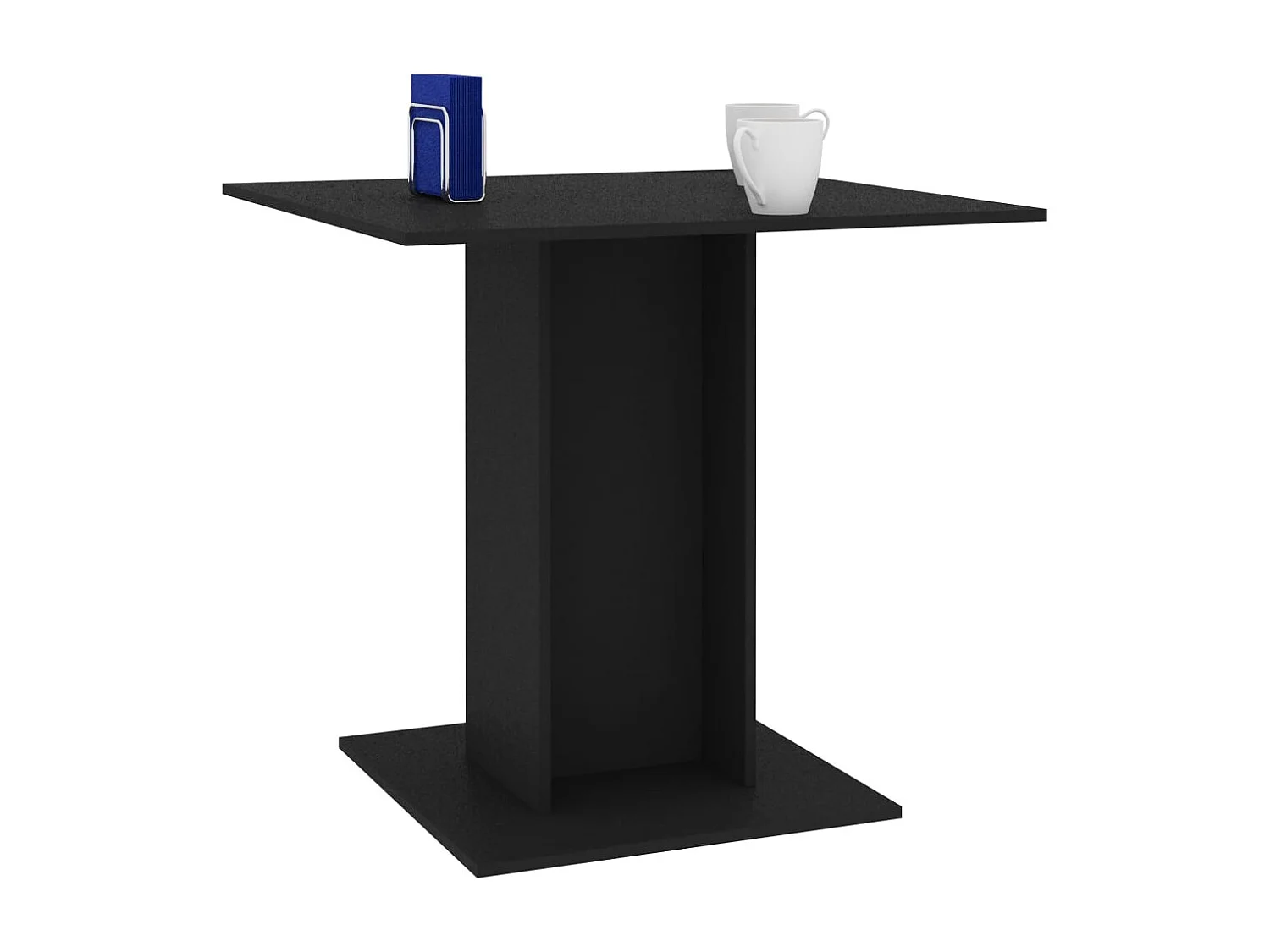 Mesa de comedor de madera contrachapada negro 80x80x75 cm
