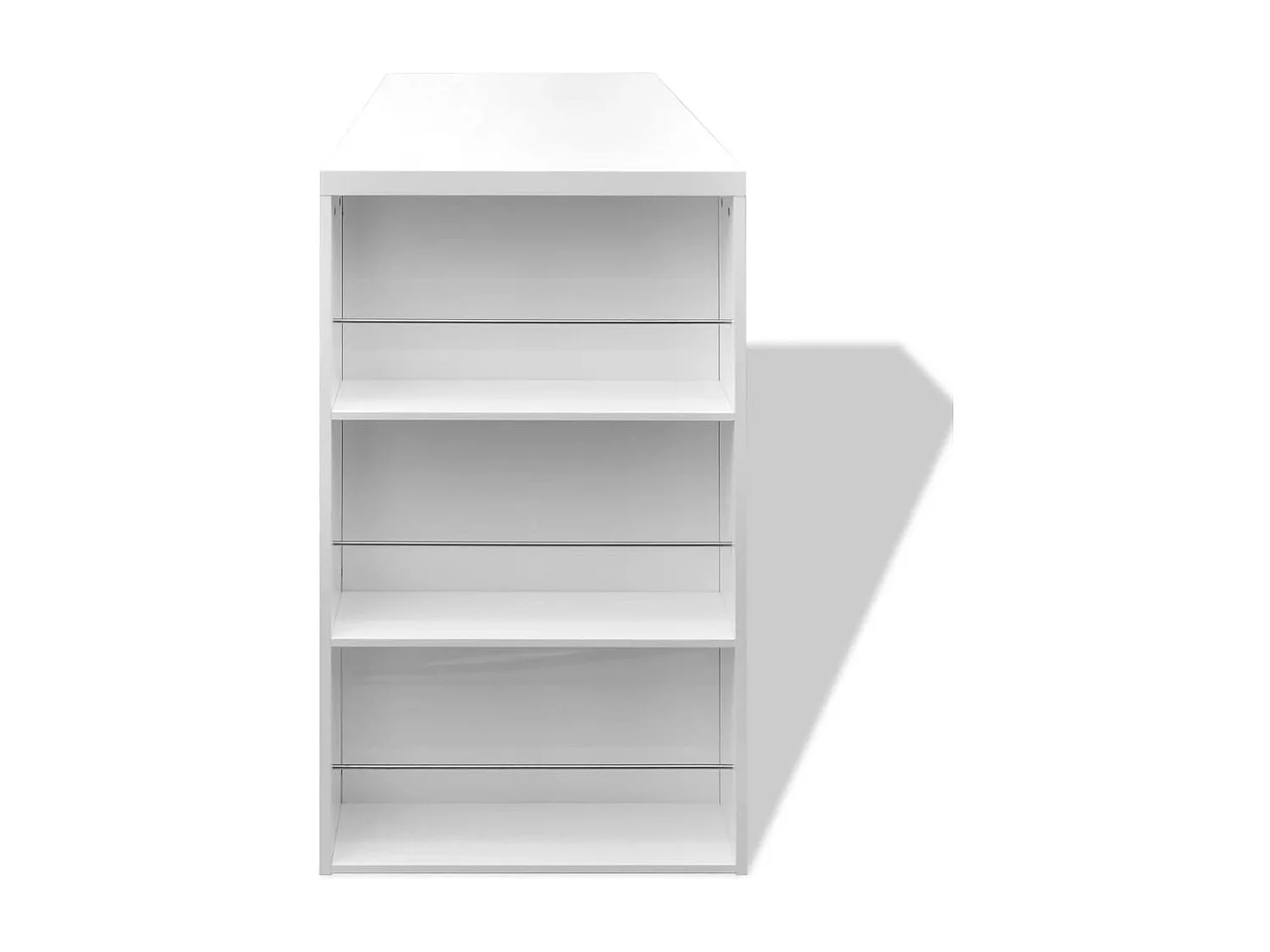 Table de bar MDF avec casier à bouteilles Blanc haut brillance