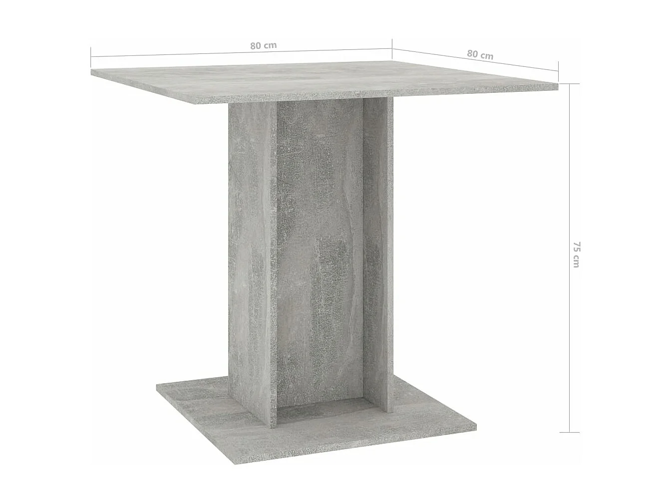 Table à manger Gris béton 80x80x75 cm bois d'ingénierie
