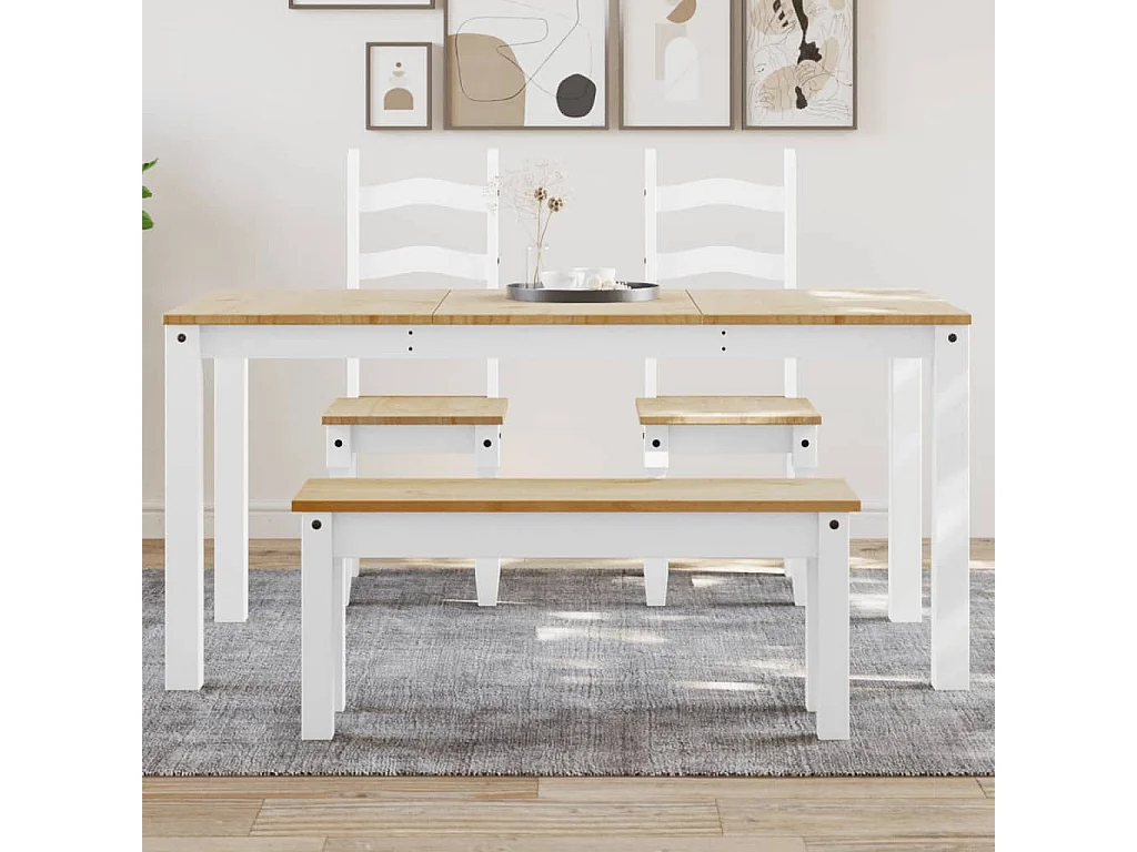 Tavolo da Pranzo Panama Bianco 160x80x75 cm Legno Massello Pino