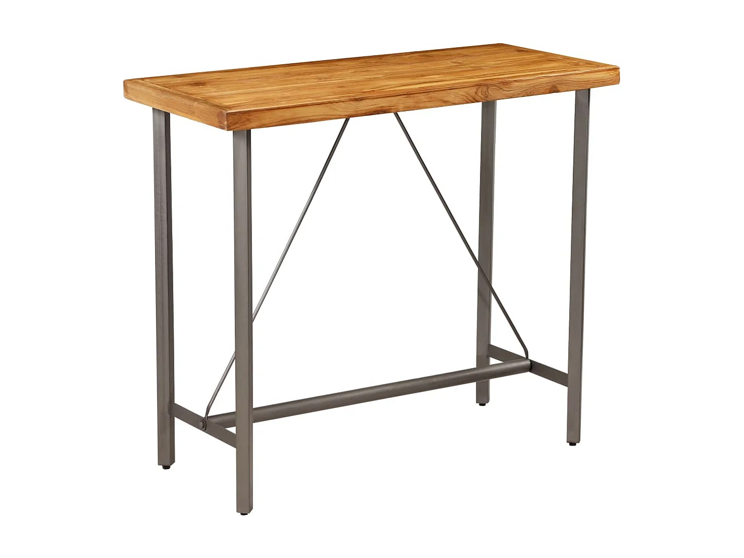 Mesa de bar em madeira de teca recuperada maciça 120x58x106 cm