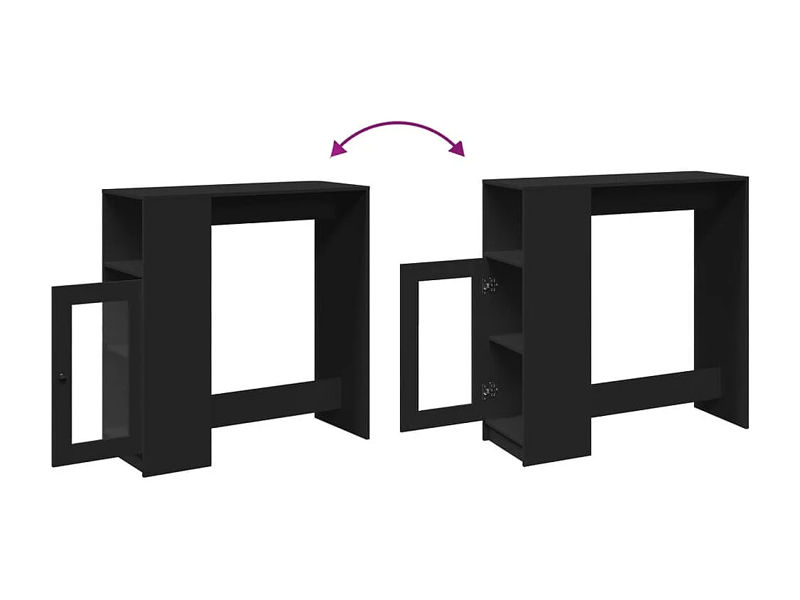Mesa de bar com prateleiras derivados de madeira preto
