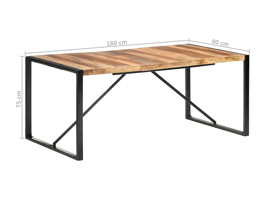 Eettafel 180x90x75 cm massief hout