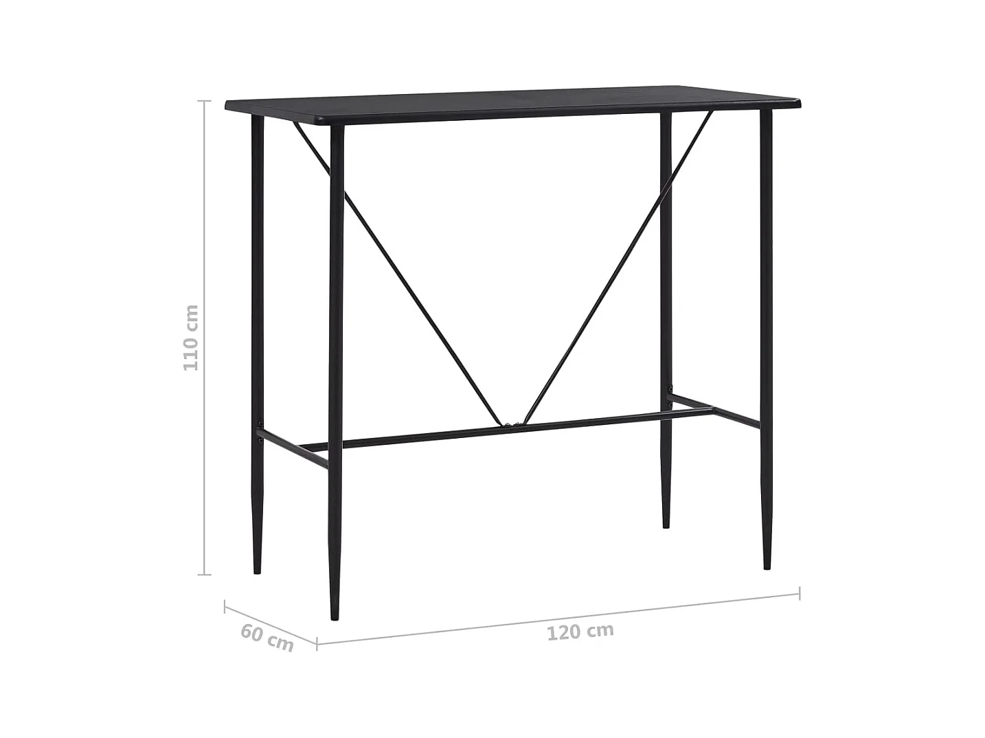 Table de bar Noir 120x60x110 cm MDF