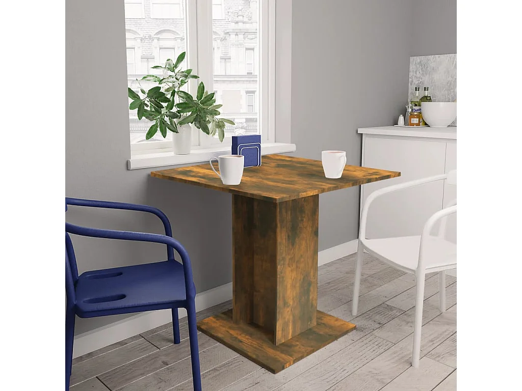 Table à dîner Chêne fumé 80x80x75 cm Bois d'ingénierie