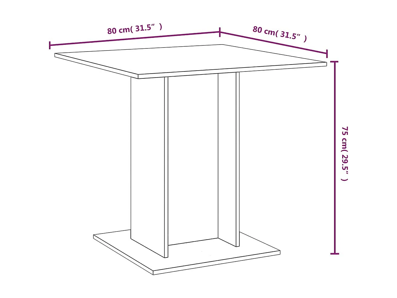 Table à dîner Chêne fumé 80x80x75 cm Bois d'ingénierie