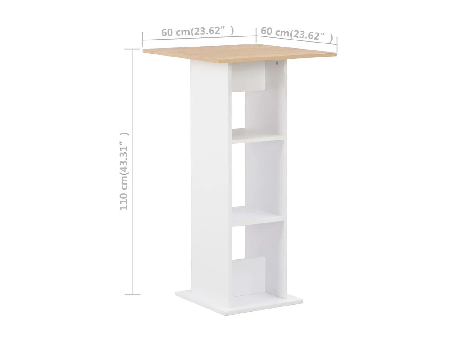 Tavolo da Bar Bianco e Rovere Sonoma 60x60x110 cm