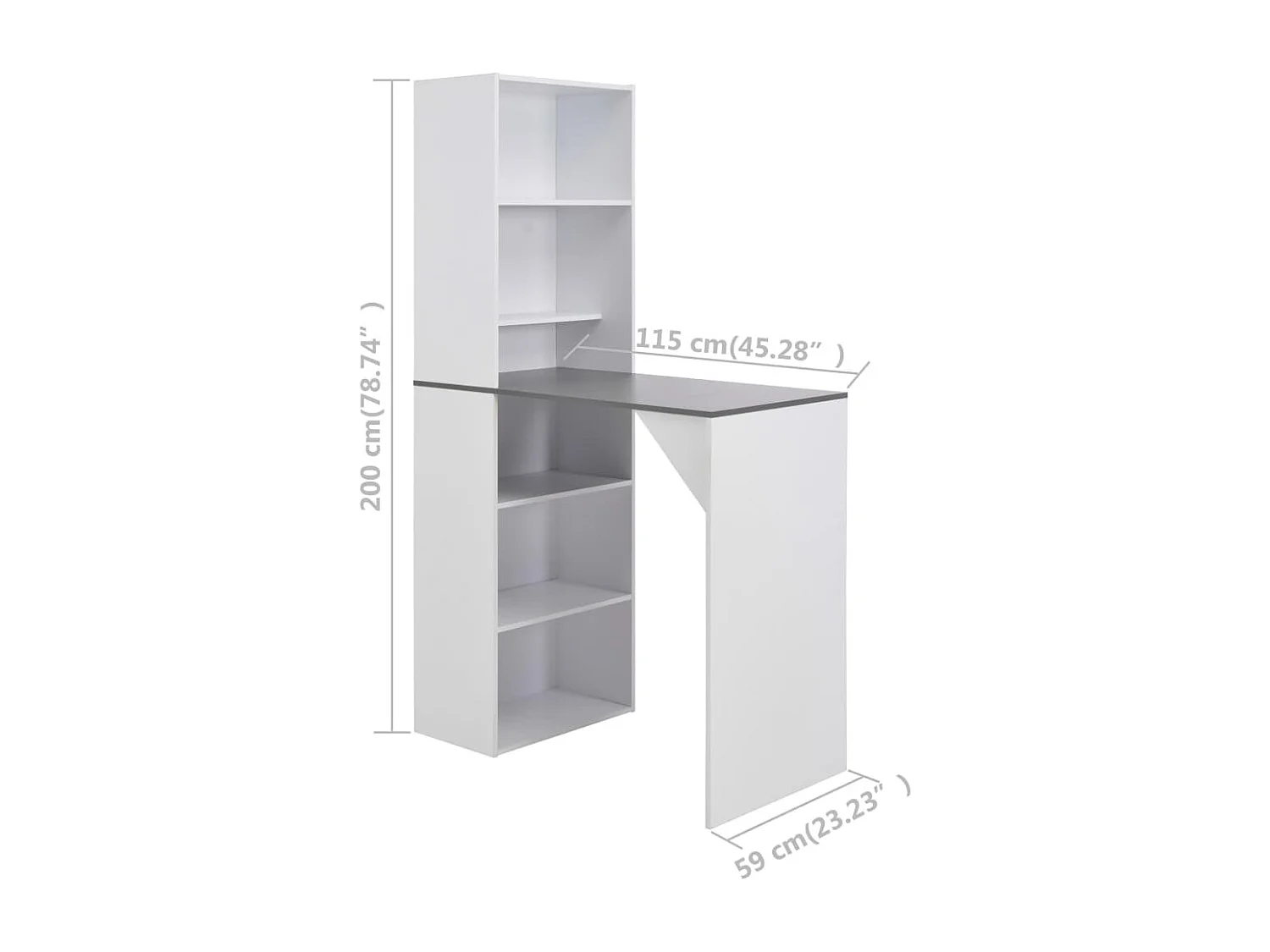 Bartisch mit Schrank Weiß 115x59x200 cm