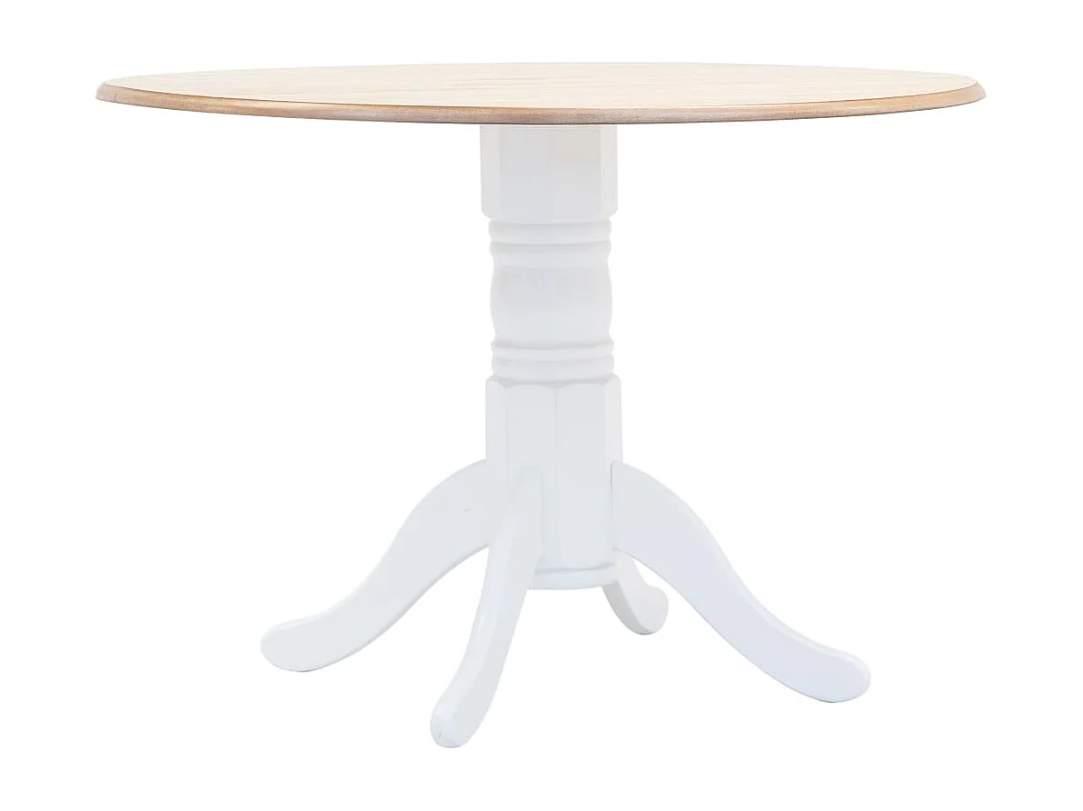 Tavolo da Pranzo Bianco e Marrone 106cm Legno Massello di Hevea