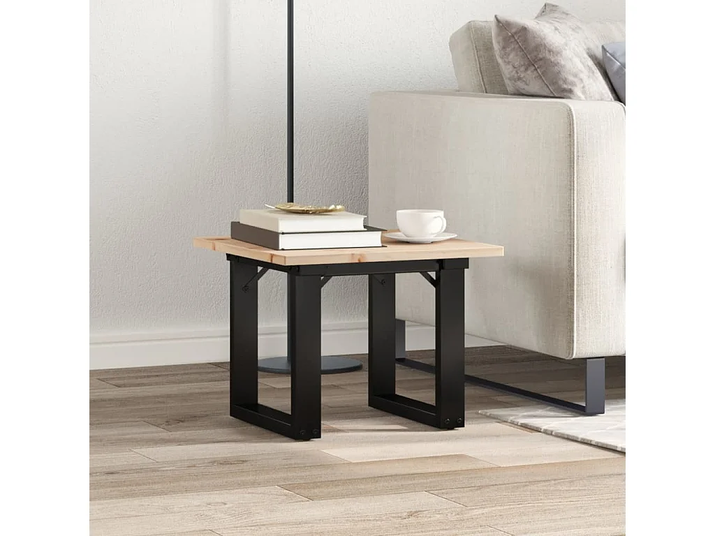 Table basse cadre en O 50x50x35 cm bois de pin massif et acier
