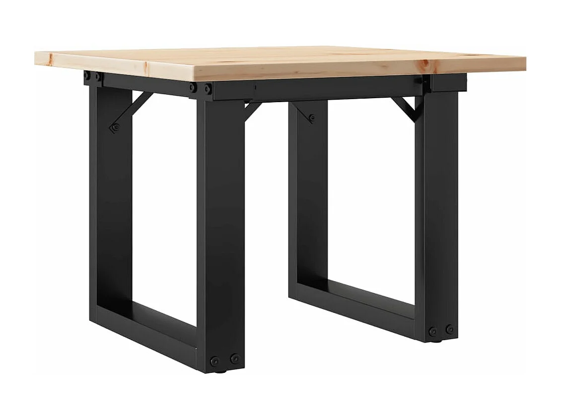 Table basse cadre en O 50x50x35 cm bois de pin massif et acier