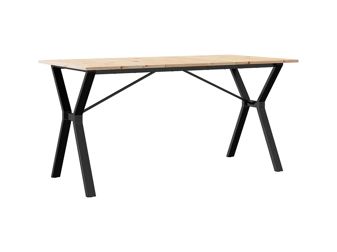 Table à manger cadre en Y 140x80x75 cm bois de pin massif acier
