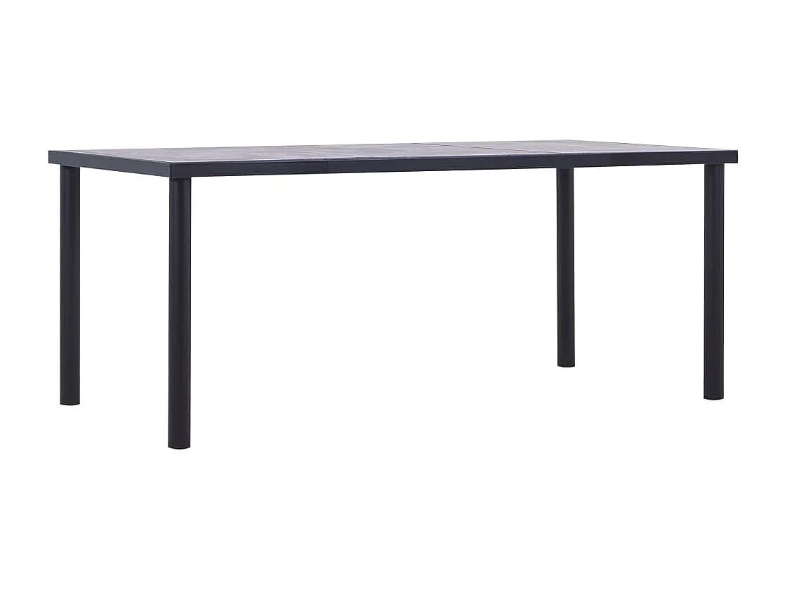 Tavolo da Pranzo Nero e Grigio Cemento 180x90x75 cm in MDF