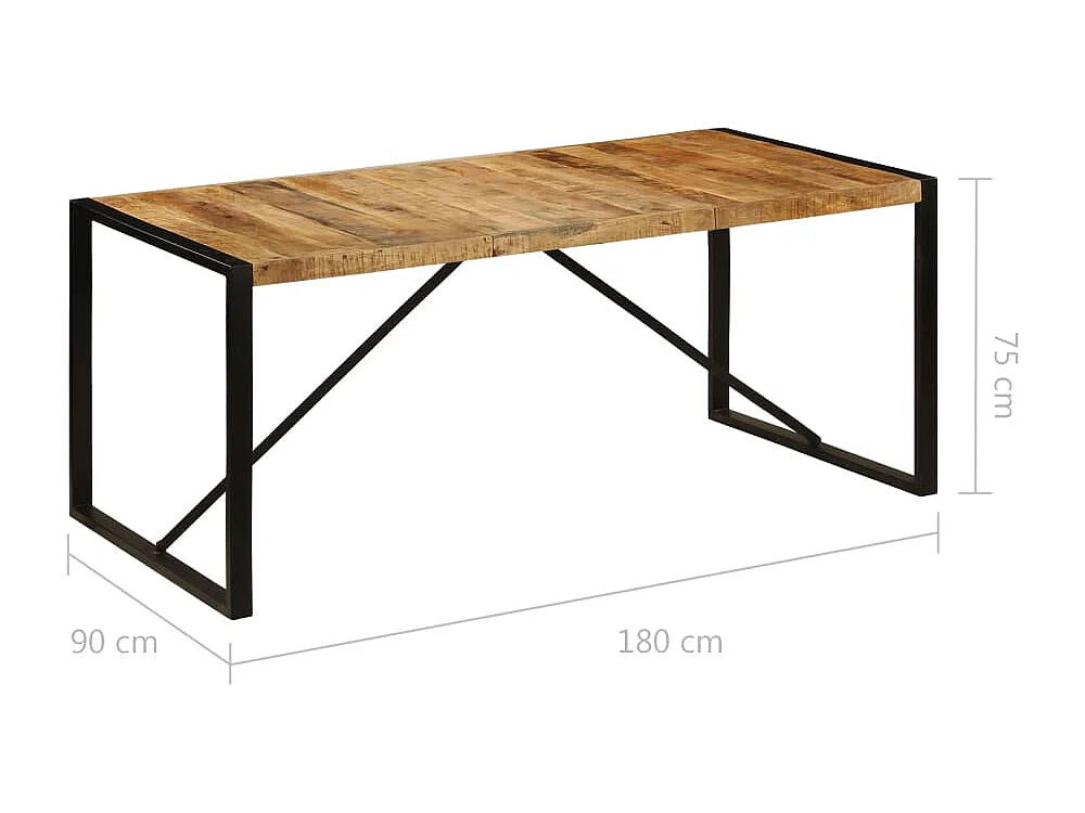 Mesa de jantar madeira de mangueira maciça áspera 180 cm