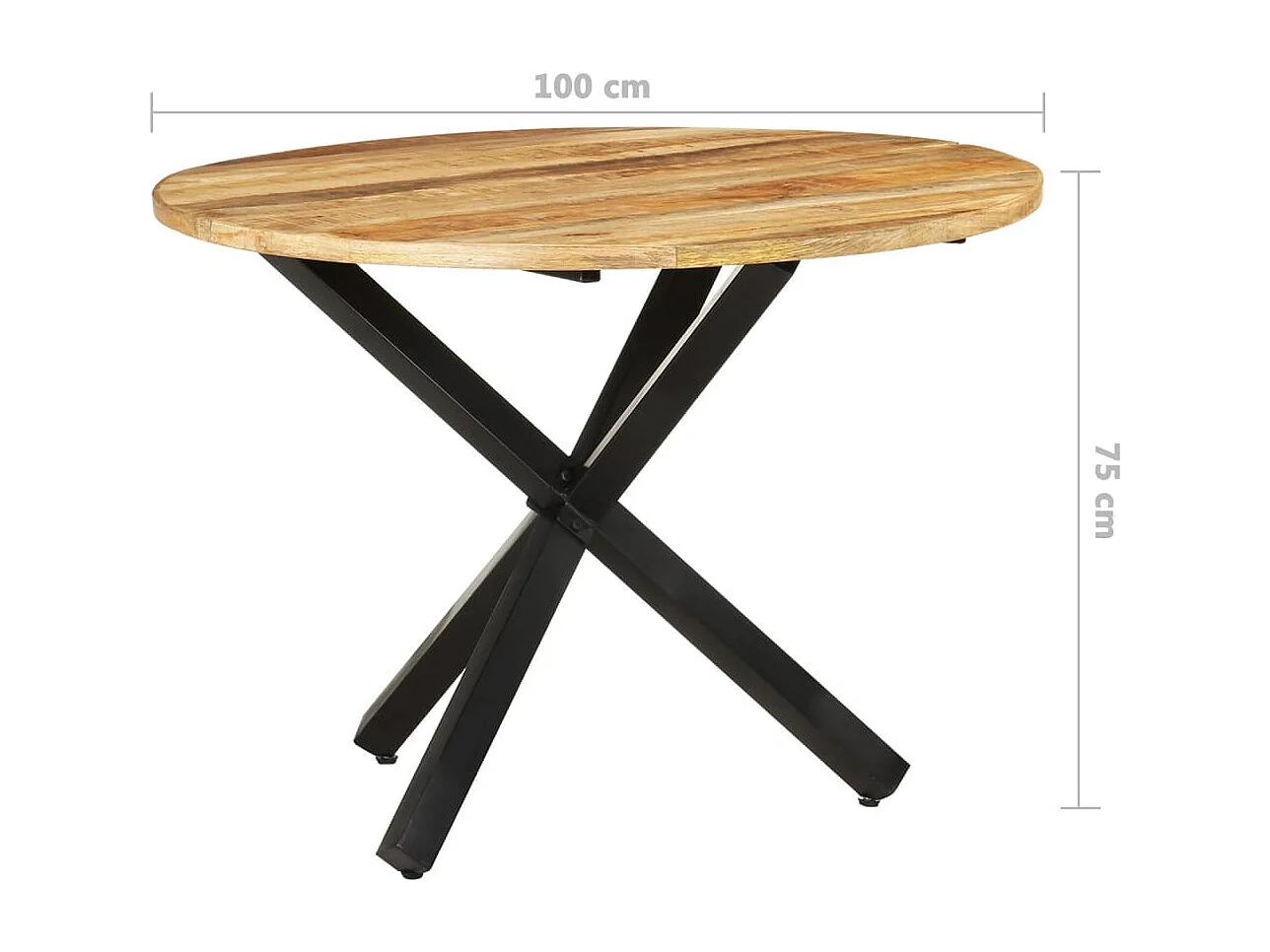 Table à dîner ronde 100x100x75 cm Bois de manguier brut