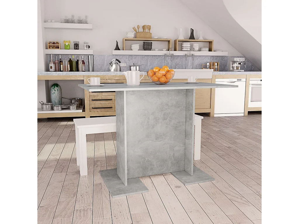 Mesa de jantar 110x60x75 cm derivados madeira cinzento cimento