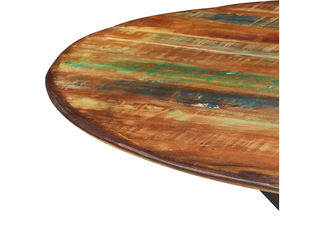 Mesa de jantar Ø110x78 cm madeira recuperada maciça e aço