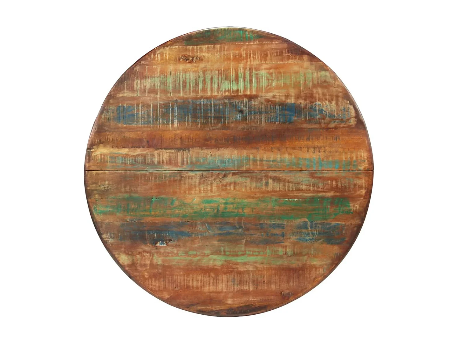 Mesa de jantar Ø110x78 cm madeira recuperada maciça e aço