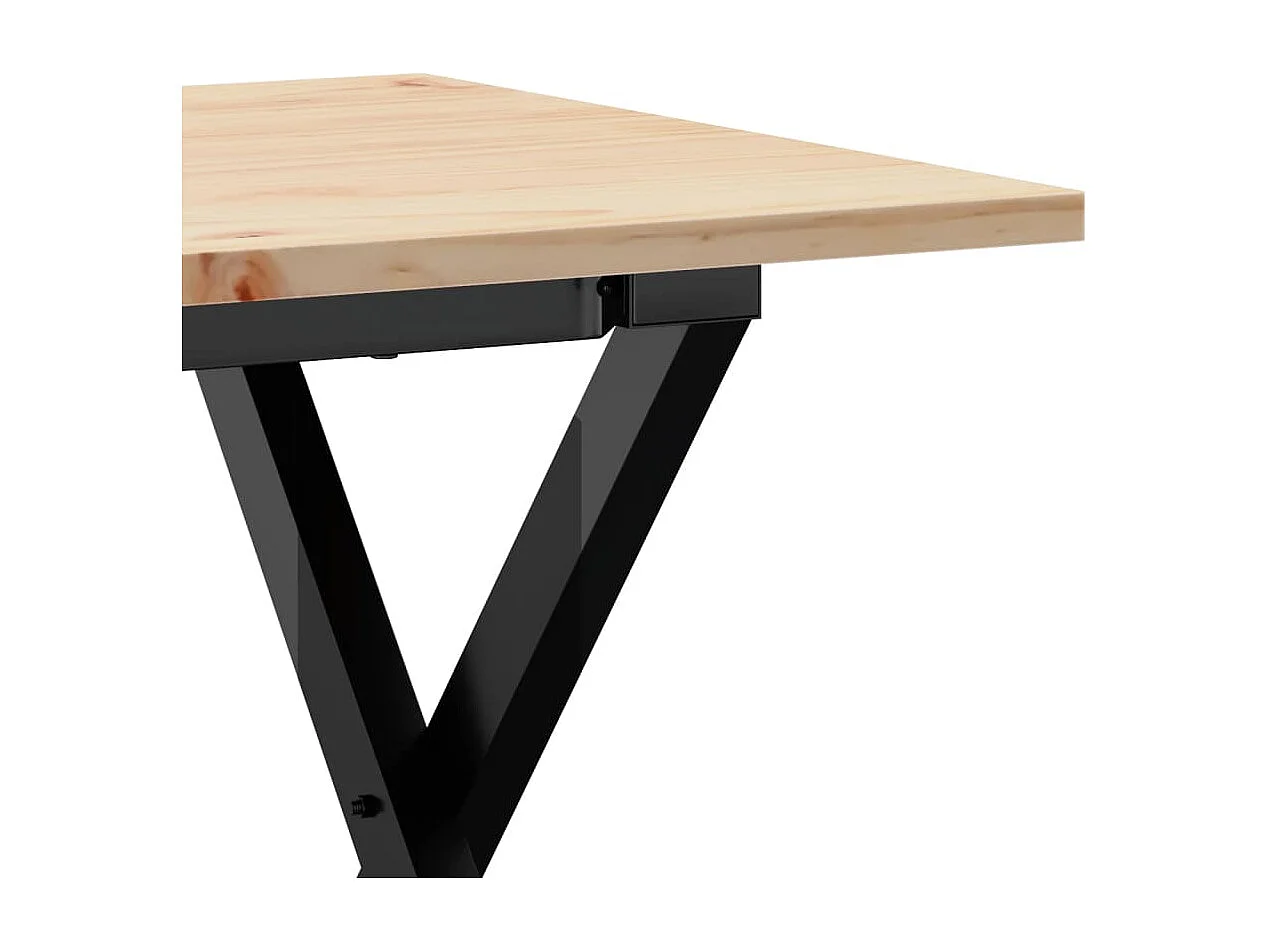 Table basse cadre en X 90x40x45 cm bois de pin massif et acier