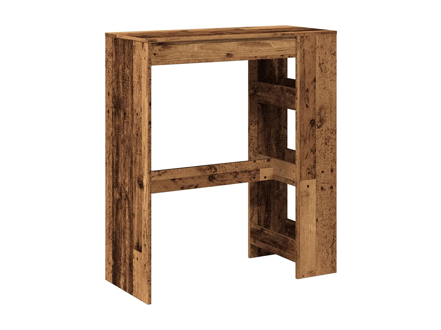 Table de bar avec étagères vieux bois bois d'ingénierie