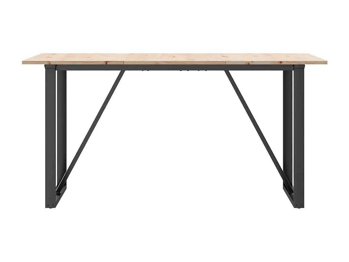 Mesa de jantar estrutura em O 160x80x75cm pinho e ferro fundido