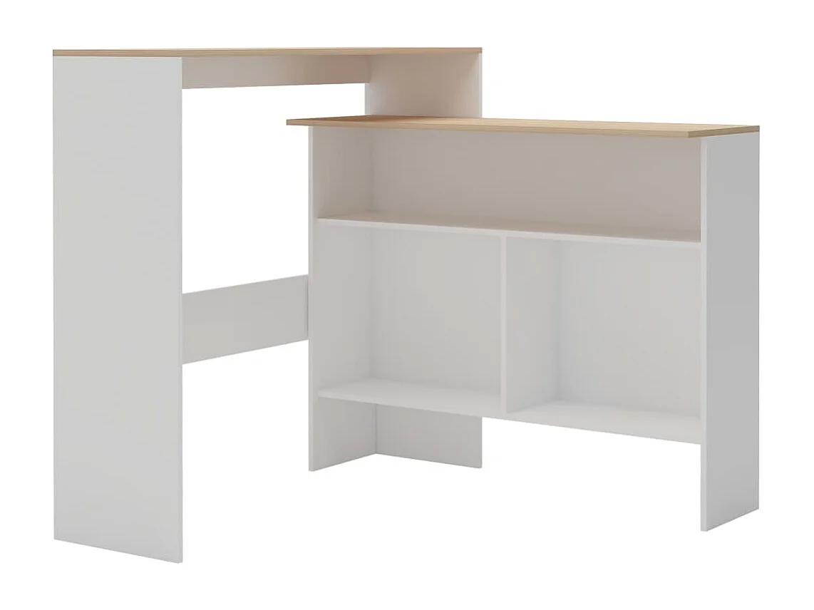 Mesa de bar com 2 tampos 130x40x120 cm branco e carvalho