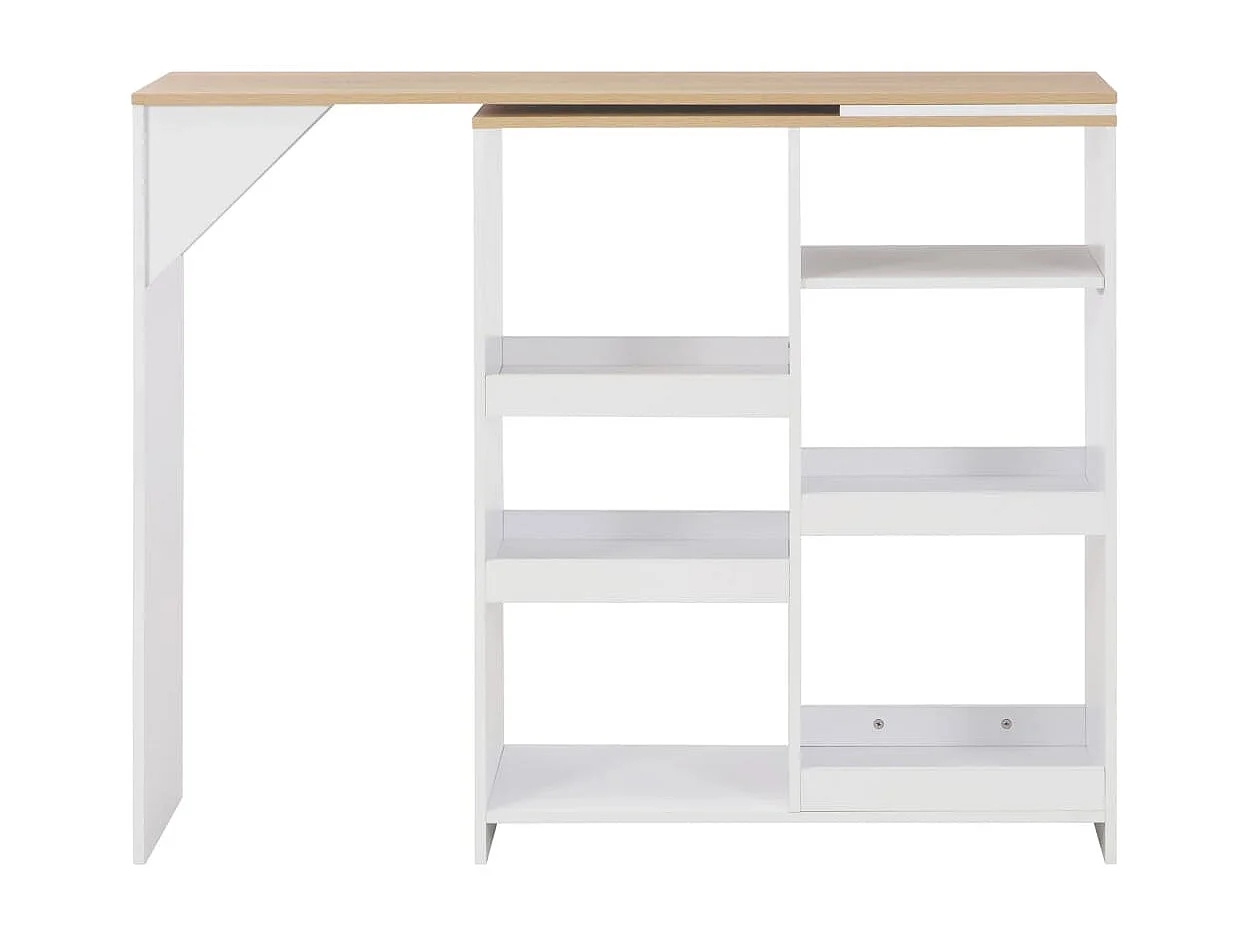 Tavolo da Bar con Scaffale Mobile Bianco 138x39x110 cm
