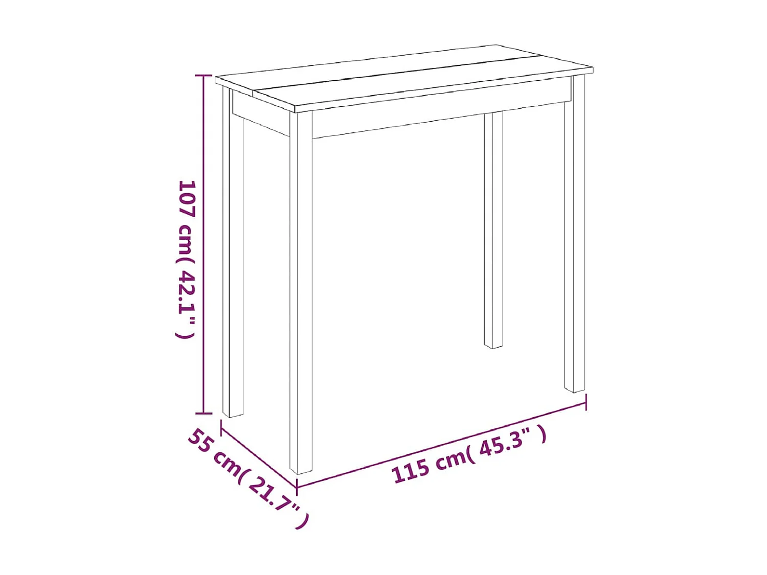 Tavolo da Bar in MDF Nero 115x55x107 cm