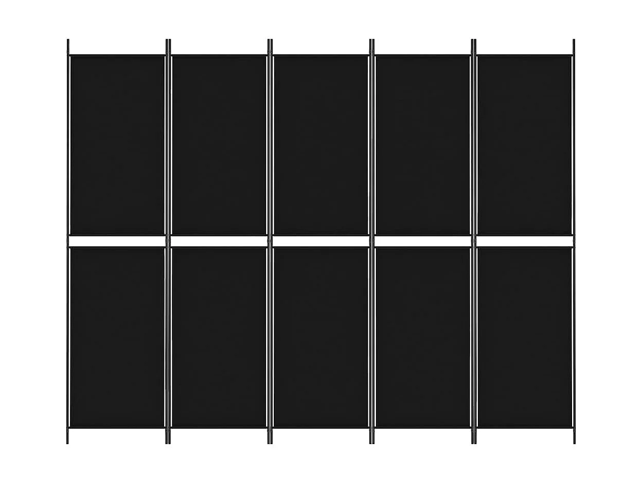 Parede divisória 5 painéis Preto 250x200 cm Tecido