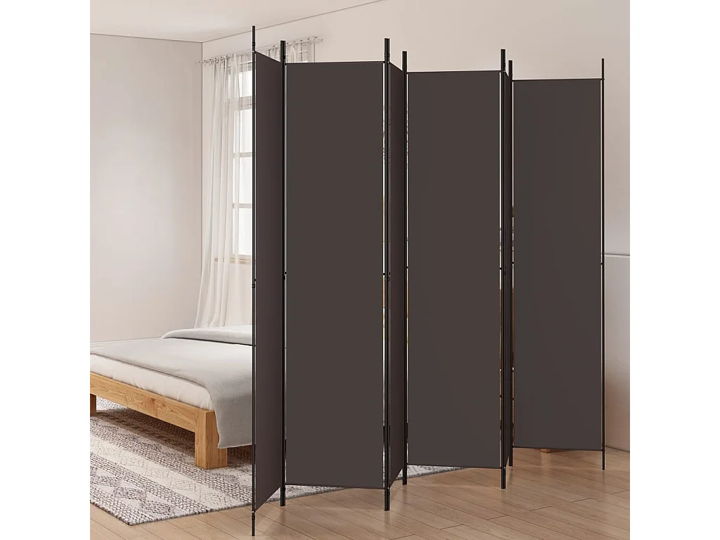Parete divisoria 6 pannelli Marrone 300x220 cm Tessuto