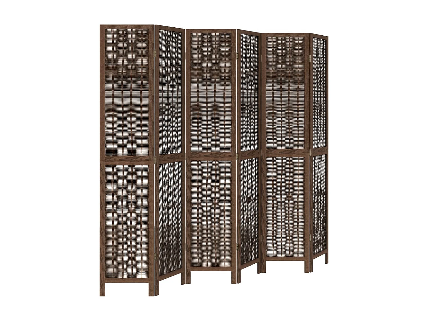 Cloison de séparation 6 panneaux marron foncé paulownia massif