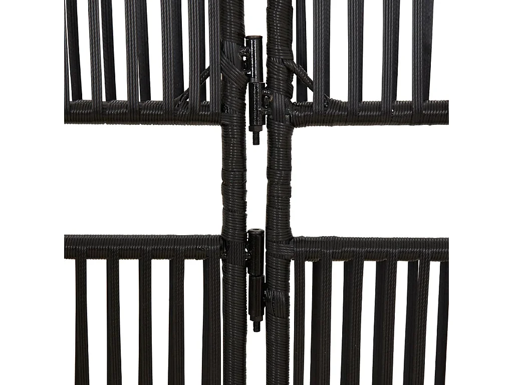 Cloison de séparation 6 panneaux noir résine tressée