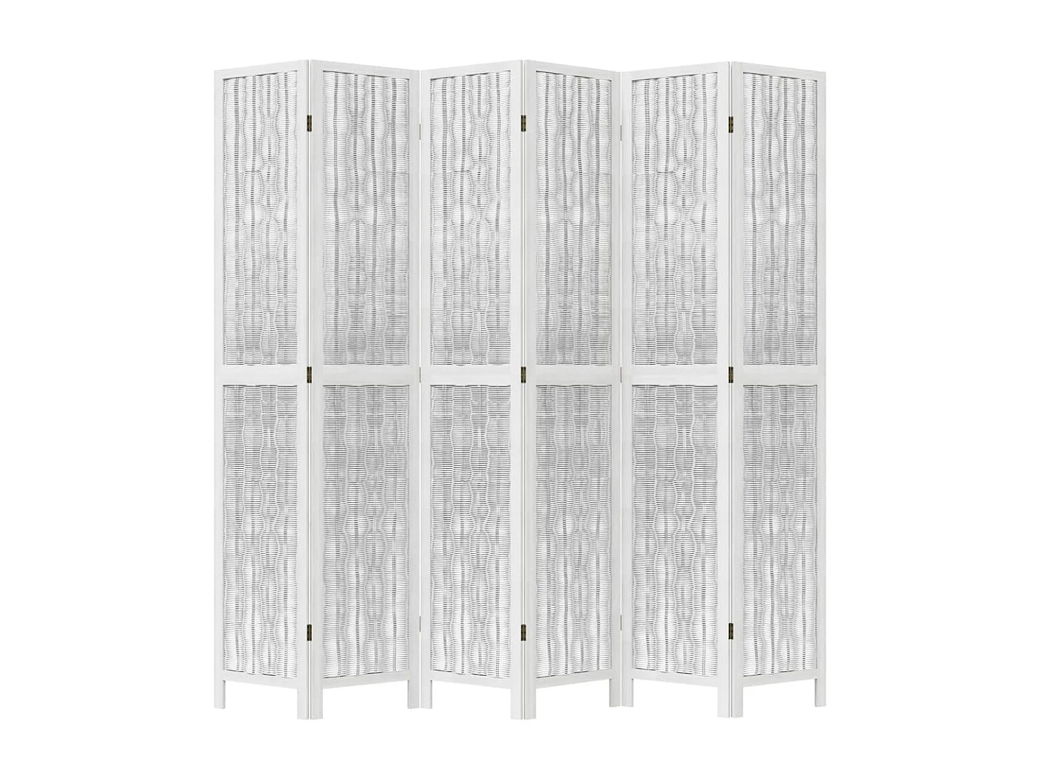 Scheidingswand 6 panelen wit massief paulowniahout