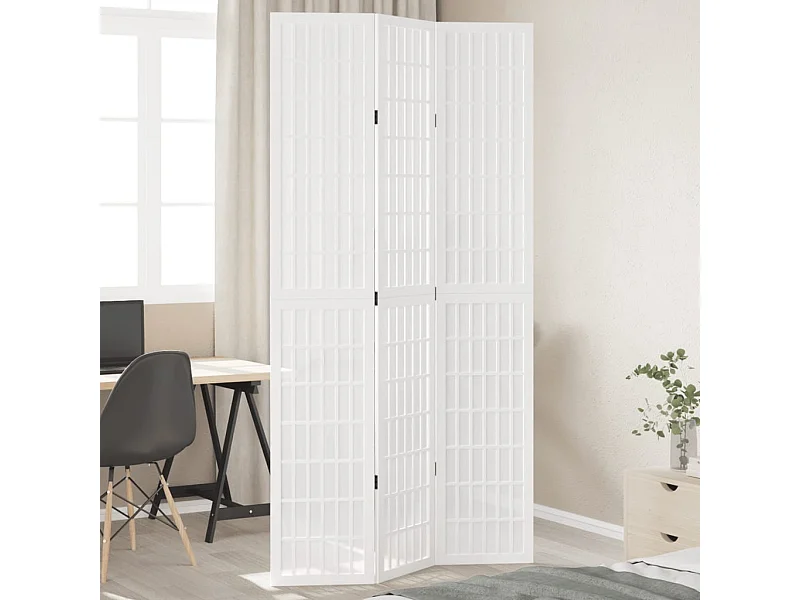 Parete divisoria 3 pannelli in legno massello di paulownia bianco