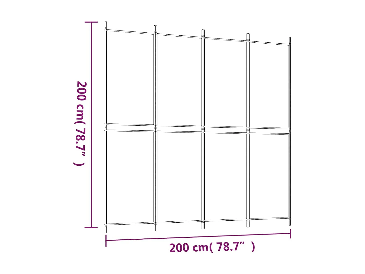 Cloison de séparation 4 panneaux Anthracite 200x200 cm Tissu