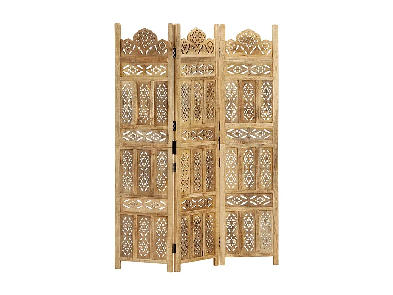 Parete divisoria 3 pannelli 120x165 cm Legno di mango