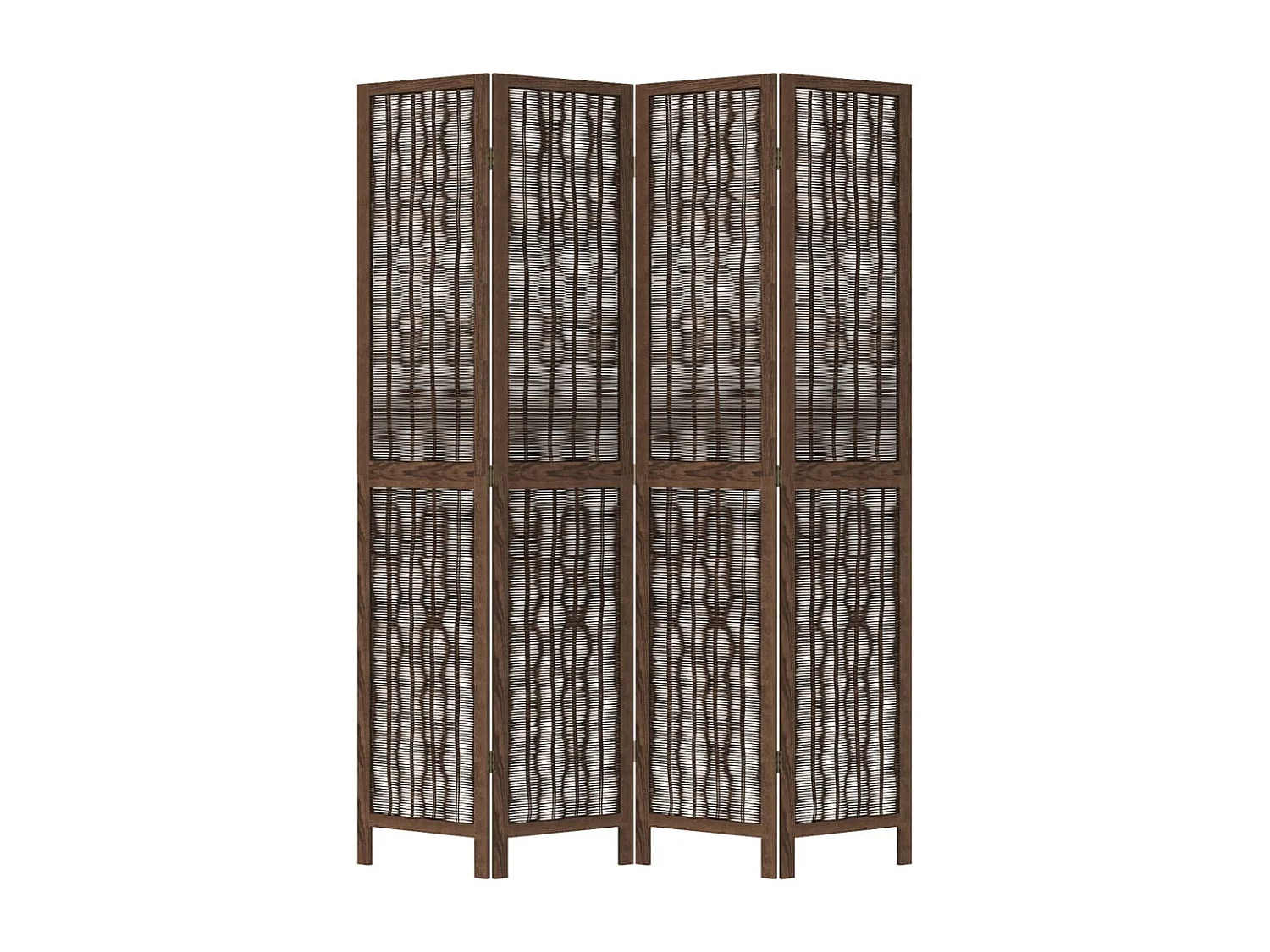 Trennwand 4 Paneele dunkelbraunes massives Paulownia