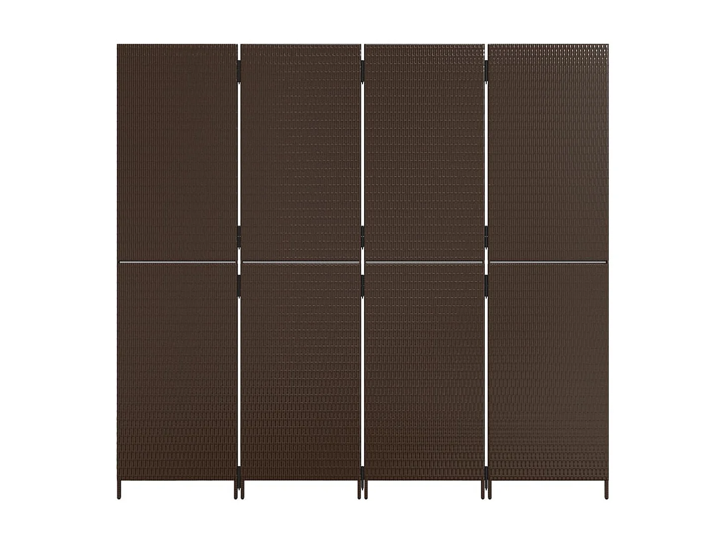 Parete divisoria in resina intrecciata marrone a 4 pannelli