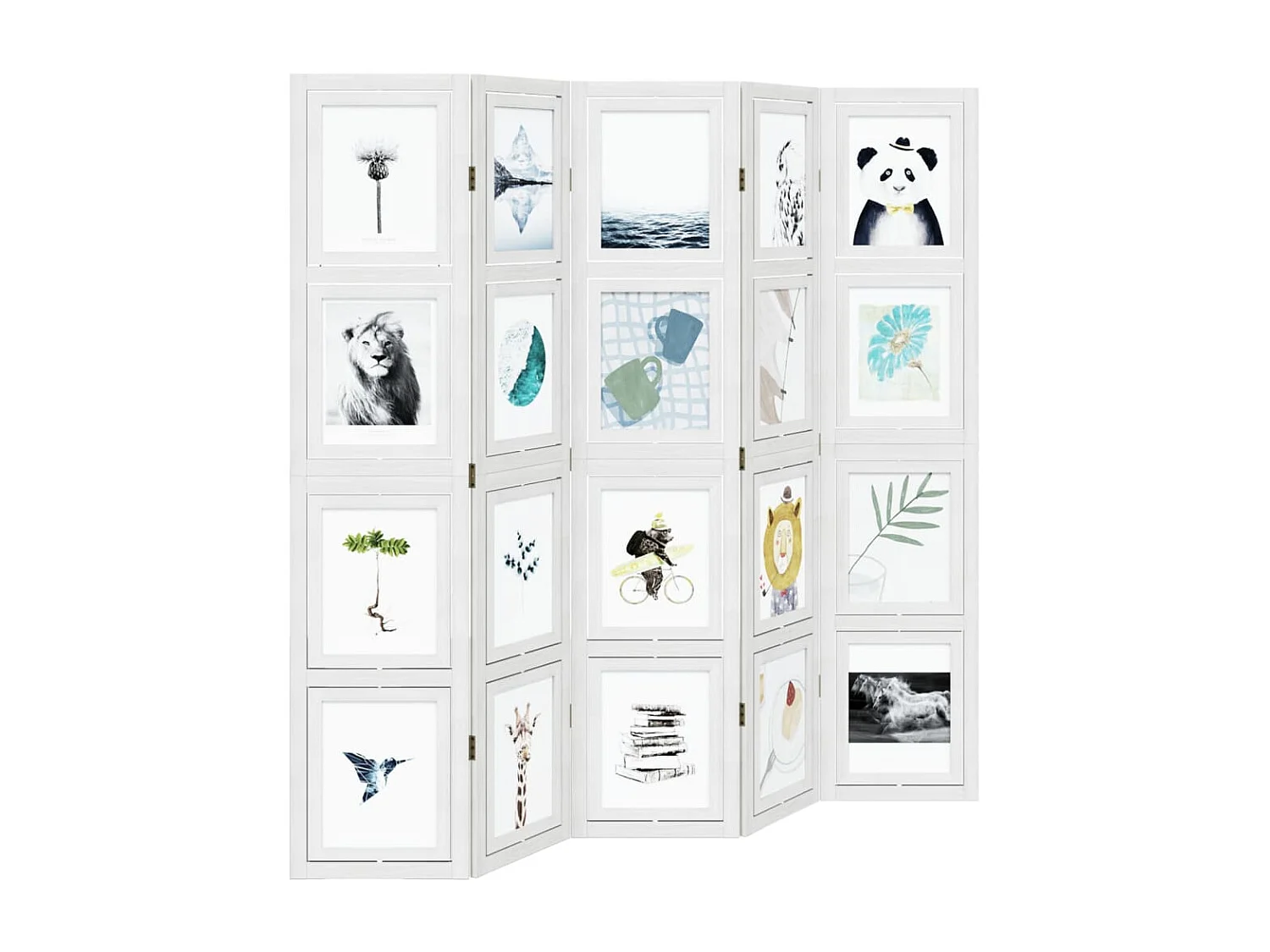 Parede divisória 5 painéis madeira paulownia maciça branca