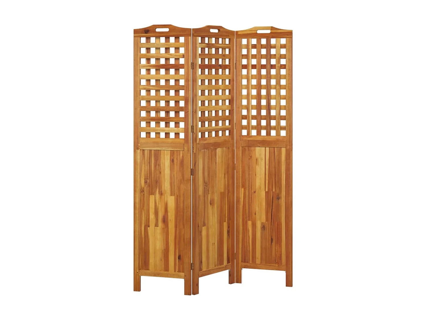 Cloison de séparation 3 panneaux 121,5x2x180 cm Bois d'acacia