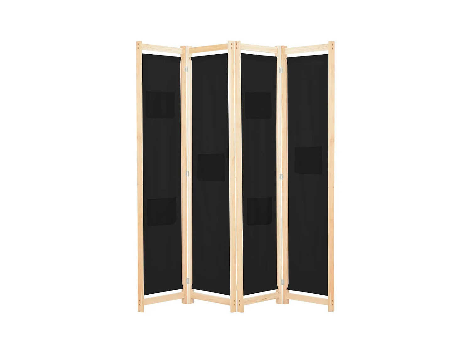 Cloison de séparation 4 panneaux Noir 160x170x4 cm Tissu
