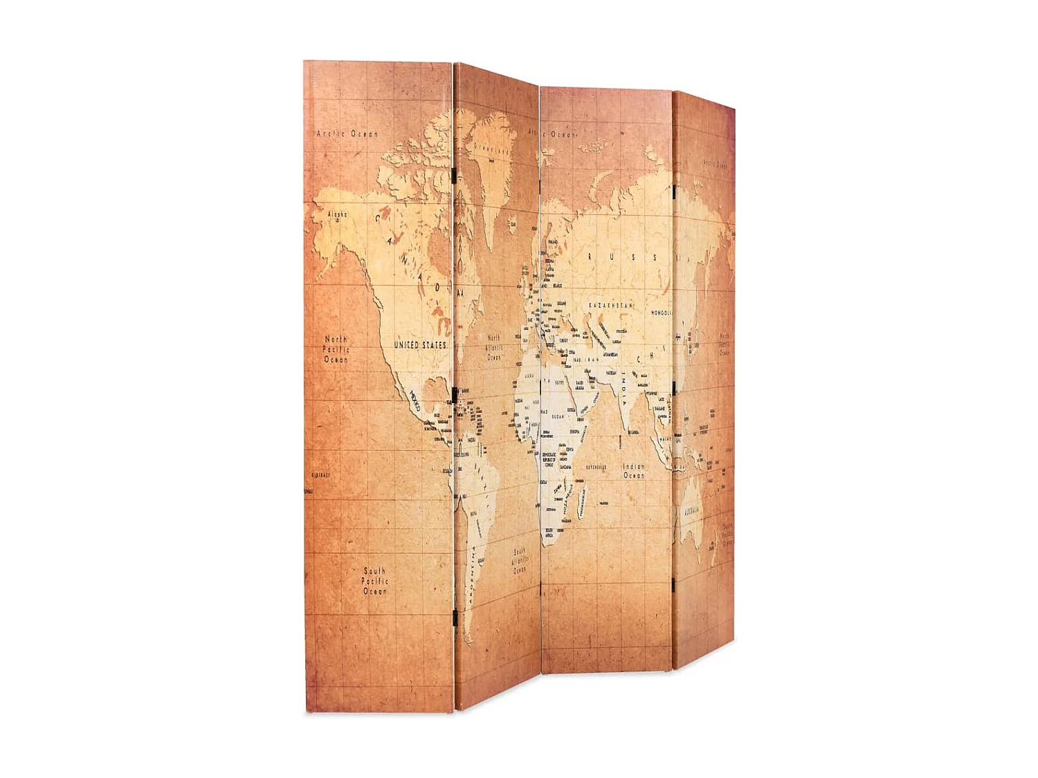 Divisória dobrável 160 x 170 cm Mapa mundial Amarelo