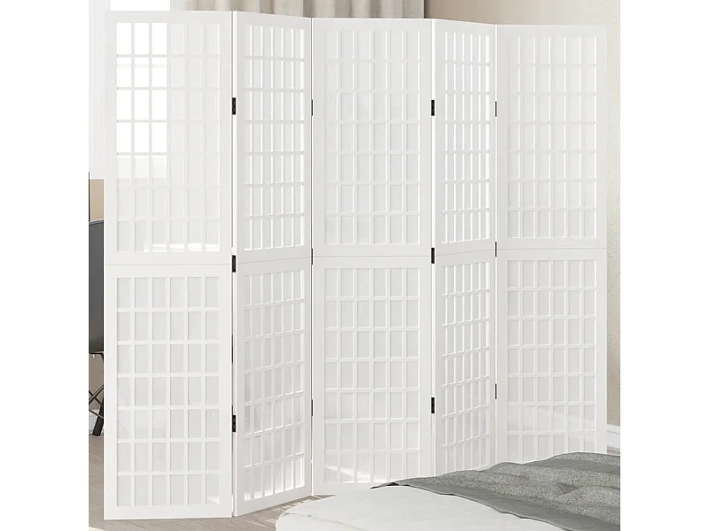 Trennwand 5 Paneele aus weißem massivem Paulownia-Holz